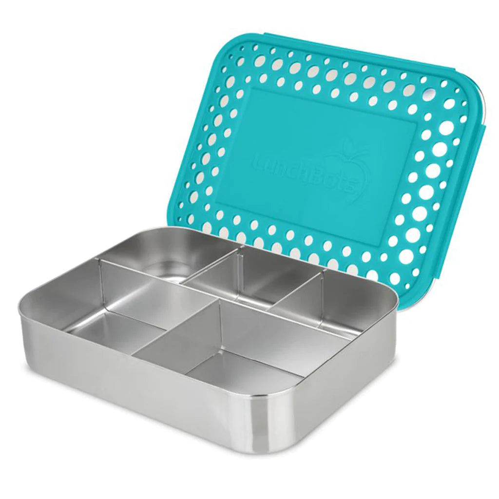 LunchBots - Large Cinco Bento Box | 5 Compartments | Aqua LunchBots - Large Cinco Bento Box | 5 Compartments | Aqua