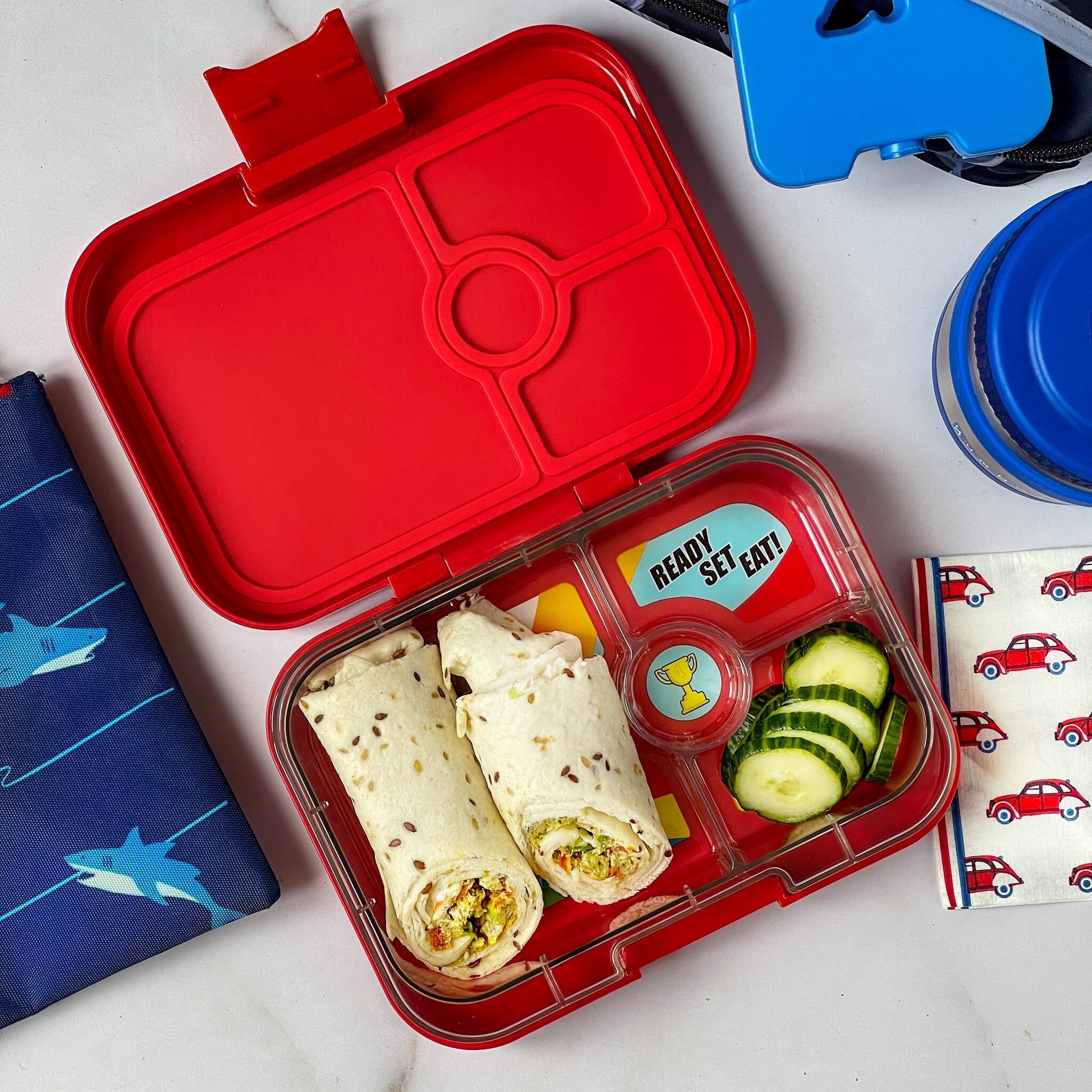 Yumbox - Bento Box | 4 Compartments | Race Cars | Roar Red Yumbox - Bento Box | 4 Compartments | Race Cars | Roar Red