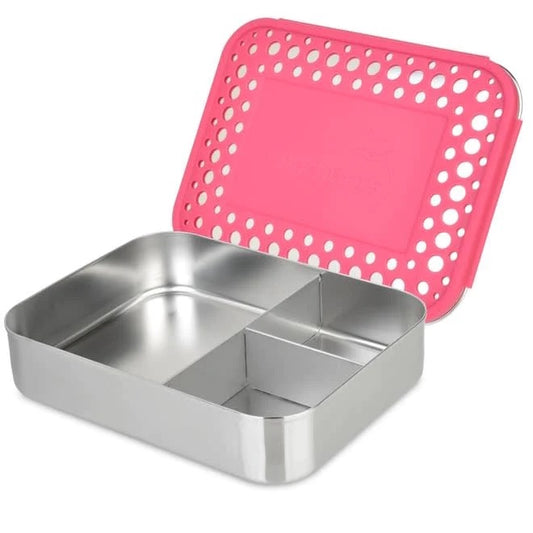 LunchBots - Large Trio Bento Box | 3 Compartments | Pink