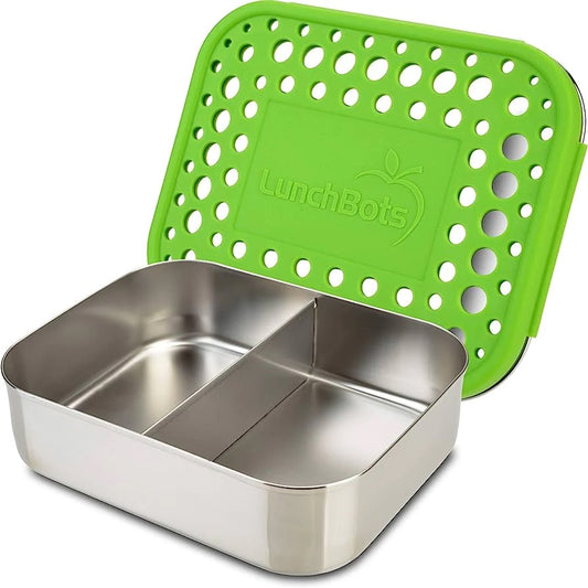 LunchBots - Medium Duo Bento Box | 2 Compartments | Green