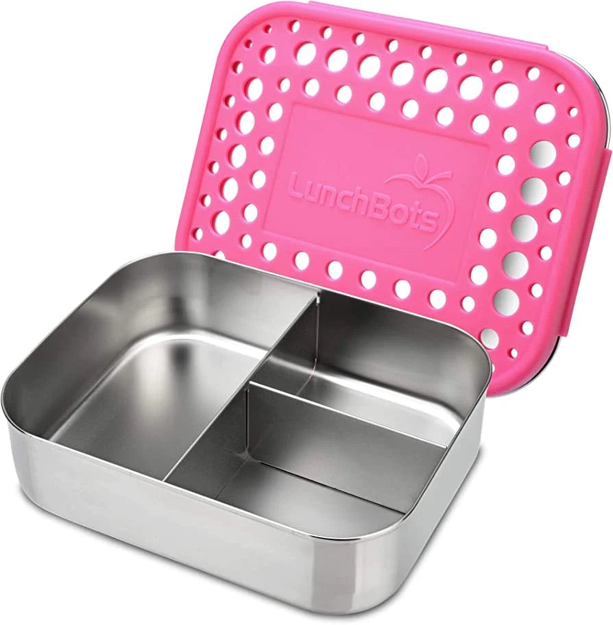 LunchBots - Medium Trio Bento Box | 3 Compartments | Pink LunchBots - Medium Trio Bento Box | 3 Compartments | Pink