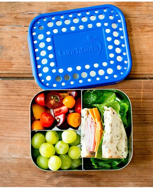 LunchBots - Medium Duo Bento Box | 2 Compartments | Aqua