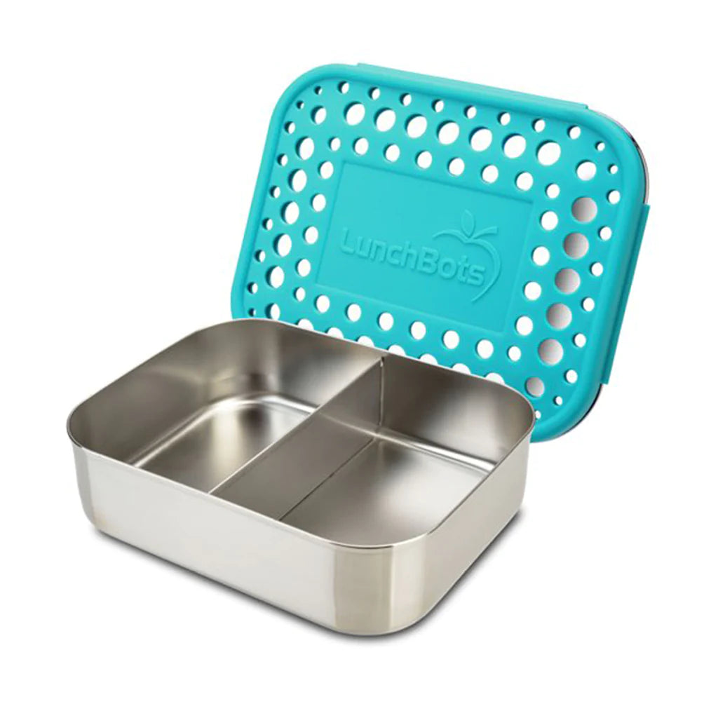 LunchBots - Medium Duo Bento Box | 2 Compartments | Aqua