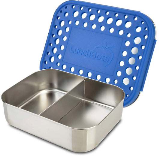 LunchBots - Medium Duo Bento Box | 2 Compartments | Blue