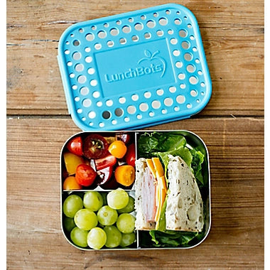 LunchBots - Medium Trio Bento Box | 3 Compartments | Aqua