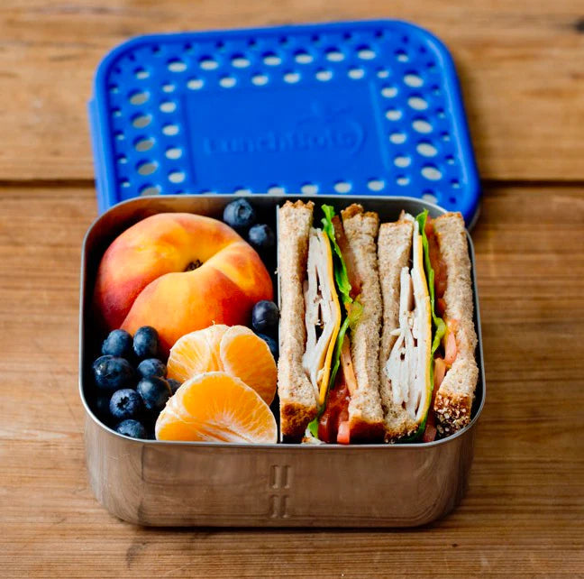 LunchBots - Medium Duo Bento Box | 2 Compartments | Blue LunchBots - Medium Duo Bento Box | 2 Compartments | Blue