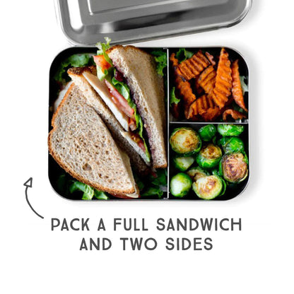 LunchBots - Large Trio Bento Box | 3 Compartments | Aqua
