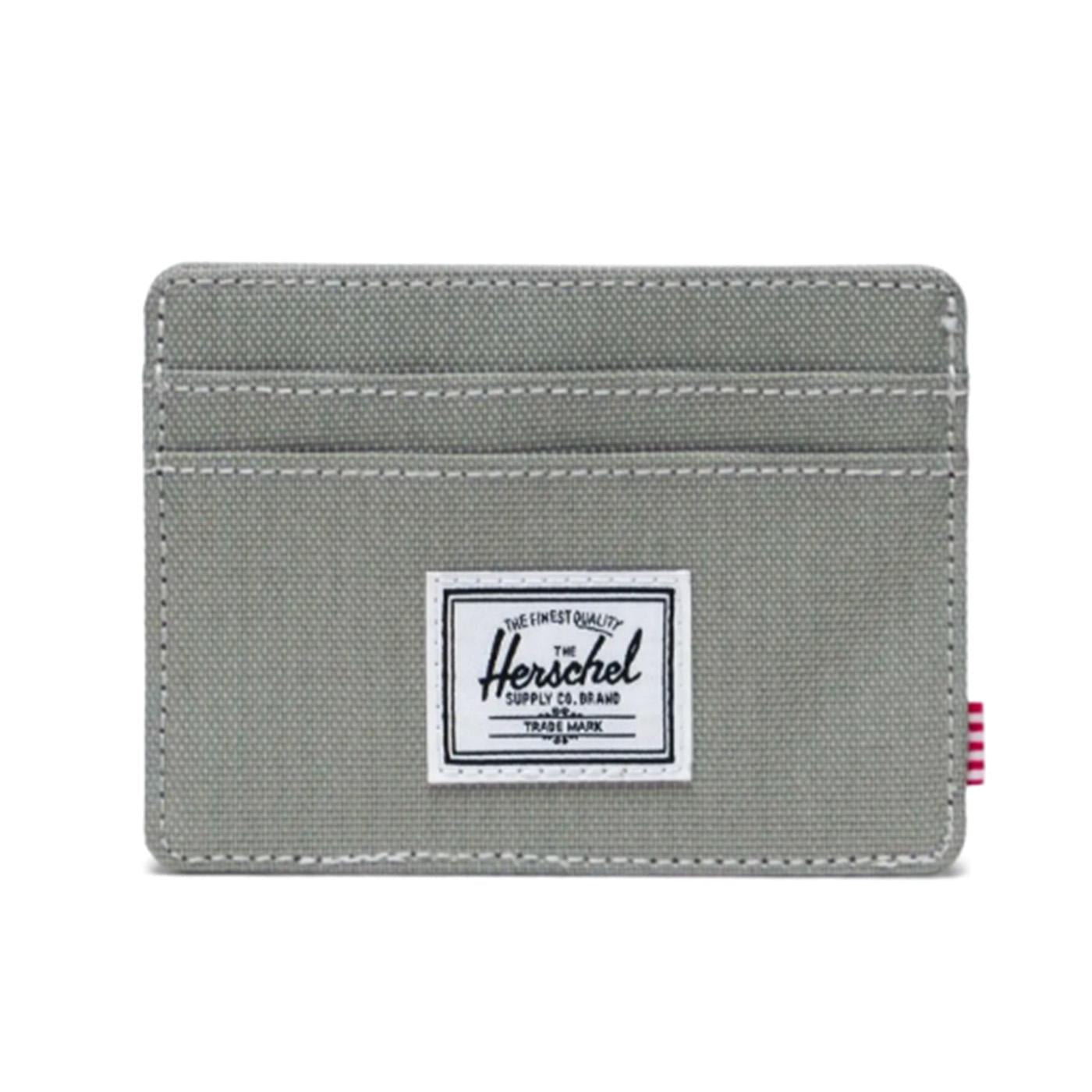 Herschel Charlie Cardholder in Seagrass/White Stitch - detail view
