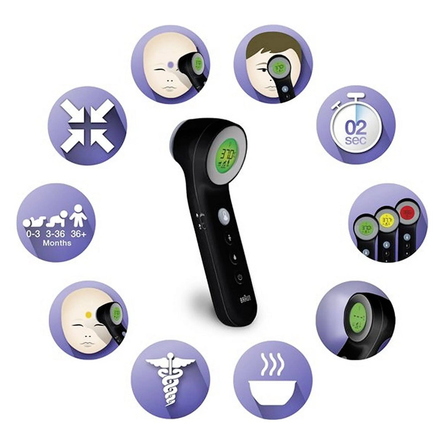 Braun - No touch + touch schwarz Fever thermometer Non-contact