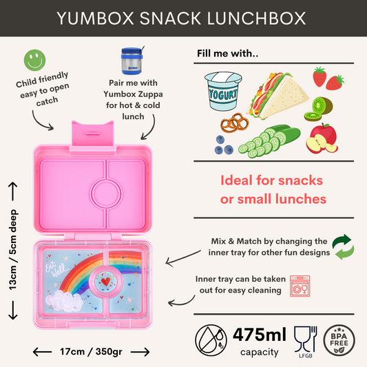 Yumbox Snack Box 3 Compartments Rainbow Fifi Pink — BambiniJO Jordan
