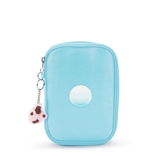 Kipling 100 PENS Pencil Case Sea Blue Metallic Large