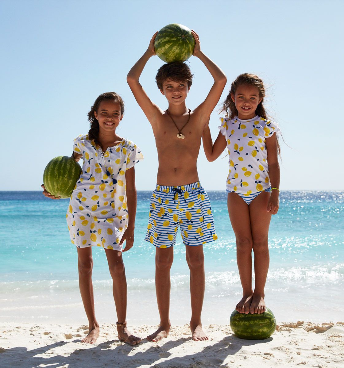 Sunuva - Girls White Sicilian Lemon Short Sleeve Rash Vest