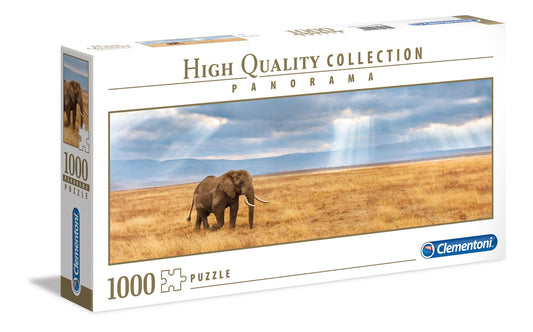 Clementoni Lost 1000 piece panorama jigsaw puzzle box, elephant on the savannah — BambiniJO Jordan