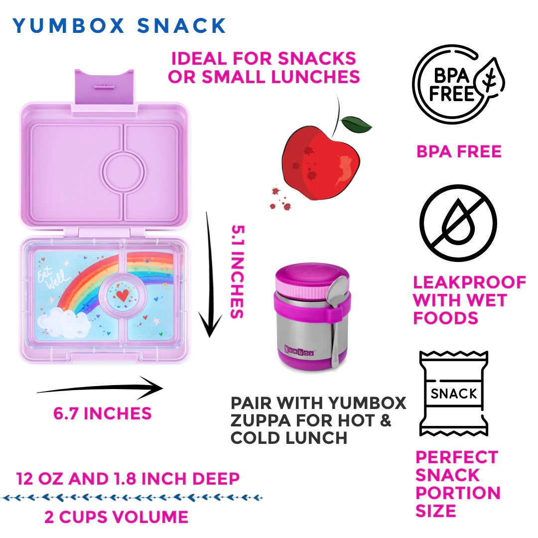 Yumbox - Snack Box | 3 Compartments | Rainbow | Lulu Purple Yumbox - Snack Box | 3 Compartments | Rainbow | Lulu Purple