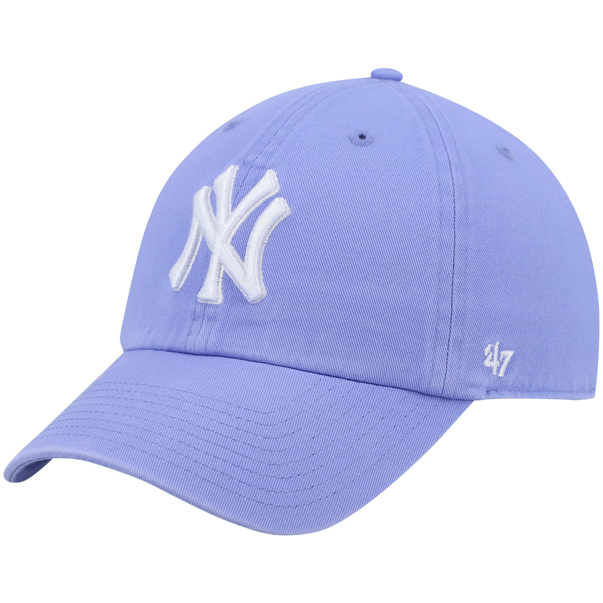 47 Brand New York Yankees Foundation Script Clean Up Cap Lavender - front view