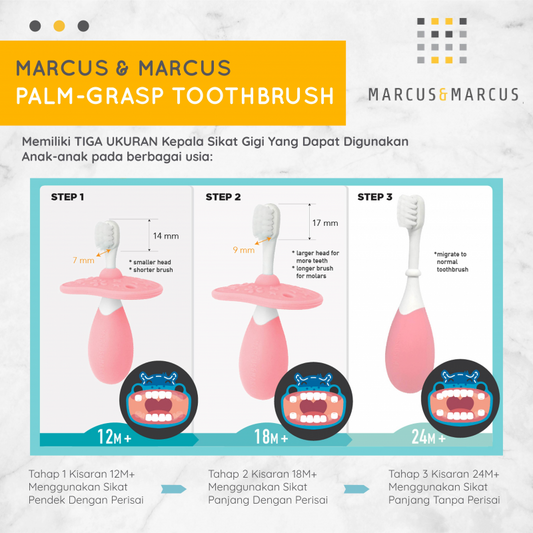 Marcus & Marcus 3 Stage Palm Grasp Toothbrush 12M+ — BambiniJO Jordan