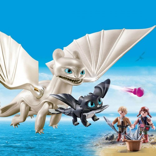 Light Fury and Baby Dragon with Kids- 16 Pcs