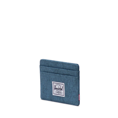 Herschel Charlie Cardholder in Copen Blue Crosshatch - detail view