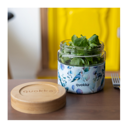 Quokka - Glass Food Jar with Silicone Cover Deli - BLUE NATURE