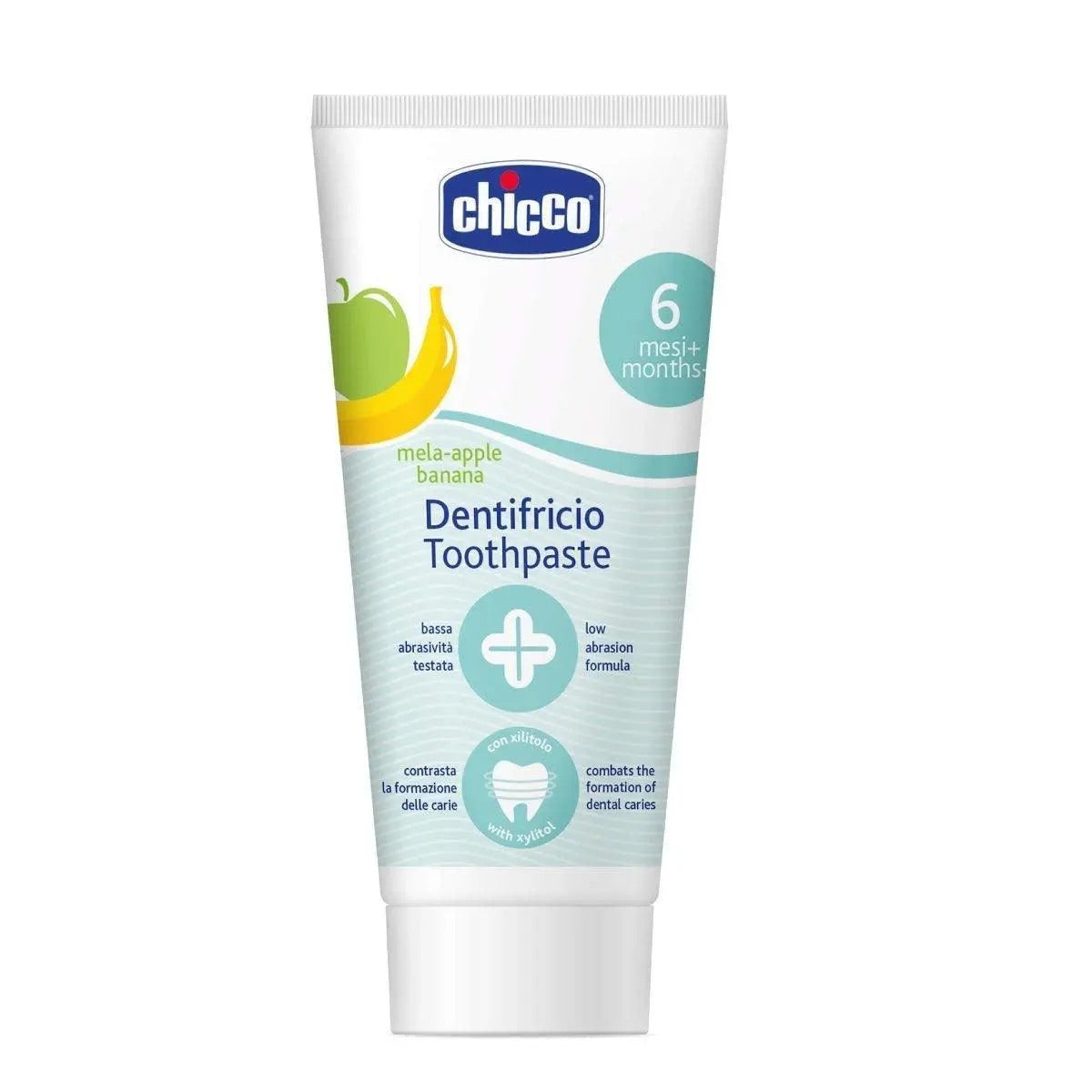 Chicco - Fluoride Free Toothpaste, Apple and Banana Flavor | 6m+