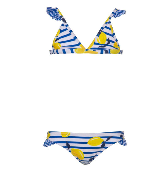 Sunuva - Girls Blue Sicilian Lemon Frill Strap Bikini