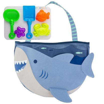 Stephen Joseph - Beach Totes with Sand Toy Play Set - Blue Shark
