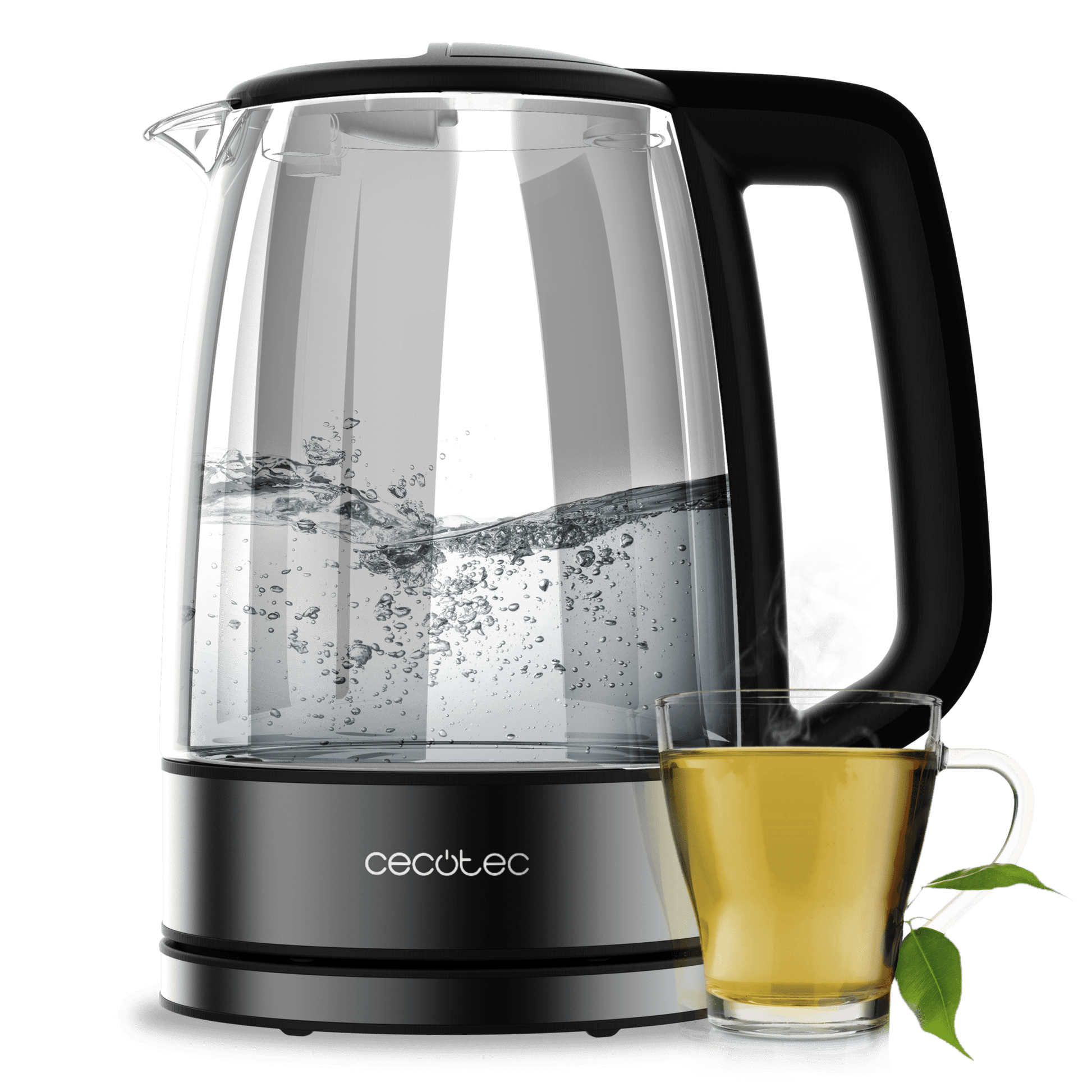 Cecotec - غلاية كهربائية زجاجية شفافة ThermoSense 340 | سعة 1.7 لتر | 2200 واط