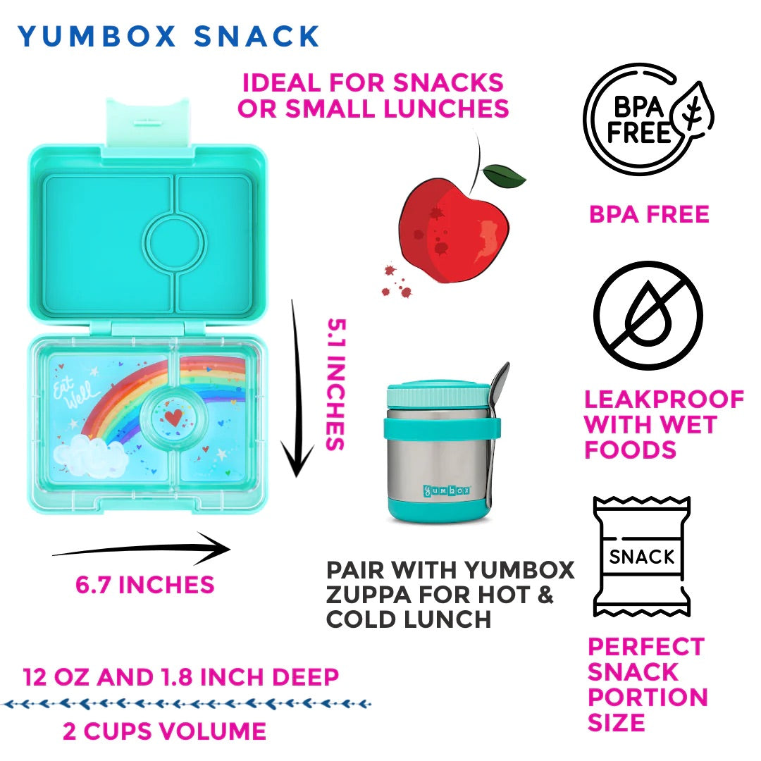 Yumbox - Snack Box | 3 Compartments | Rainbow | Tropical Aqua