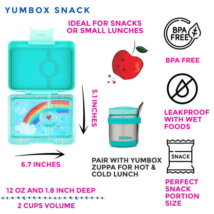 Yumbox - Snack Box | 3 Compartments | Rainbow | Tropical Aqua