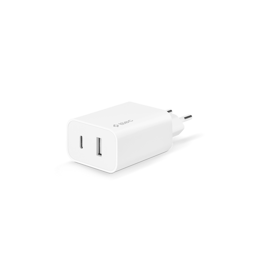 ttec - SmartCharger Duo PD Travel Charger USB-C+USB-A 30W | White
