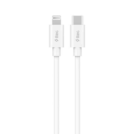 ttec - Lightning Type C Charge / Data Cable , 150cm | White | MFi Apple Licenced