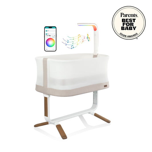 Evenflo - Cora 3-Level Adjustable Bassinet with SensorySoothe | Coastal Coffee