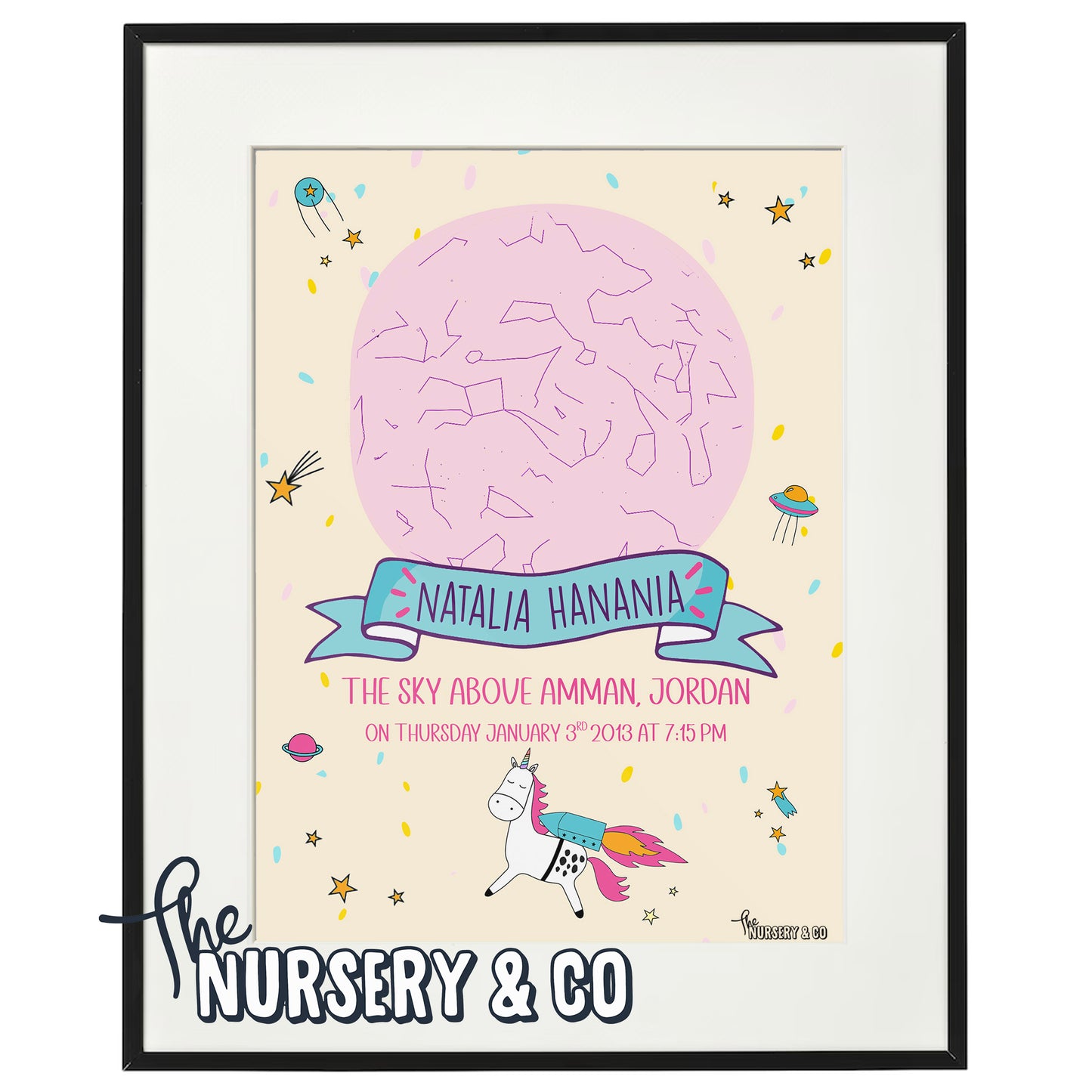 Customized Star Map Frame | Space Unicorn