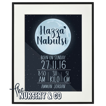 Customized Birth Certificate Frame | Moon