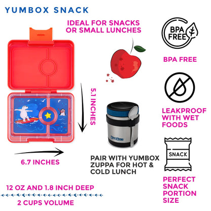 Yumbox - Snack Box | 3 Compartments | Polar Bear | Roar Red