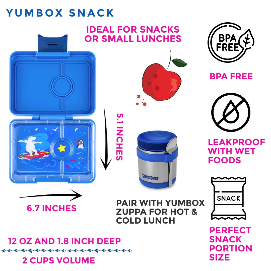 Yumbox - Snack Box | 3 Compartments | Polar Bear | Surf Blue Yumbox - Snack Box | 3 Compartments | Polar Bear | Surf Blue