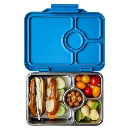 Yumbox Stainless Steel Bento Normandy Blue - Lifestyle with Food