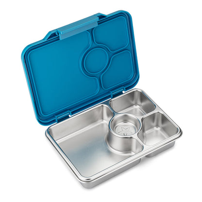 Yumbox Stainless Steel Bento Normandy Blue - Open Angle