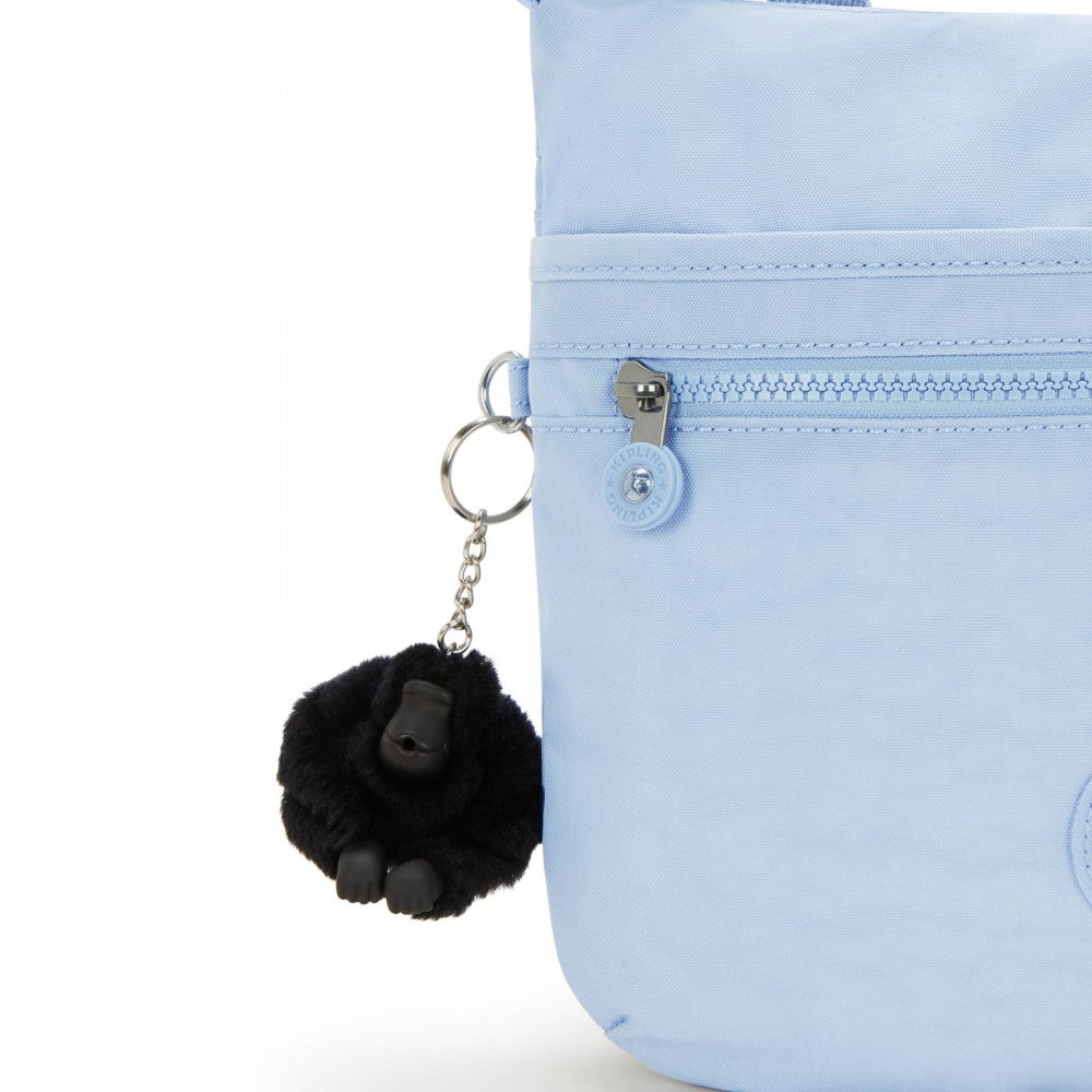 Kipling ARTO Crossbody Bag Cloudy Sky Blue Medium - zip and charm detail