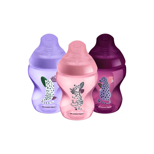 Tommee Tippee Closer to Nature Bottles Midnight Jungle Kit | Purple (0m+) Pack of 3