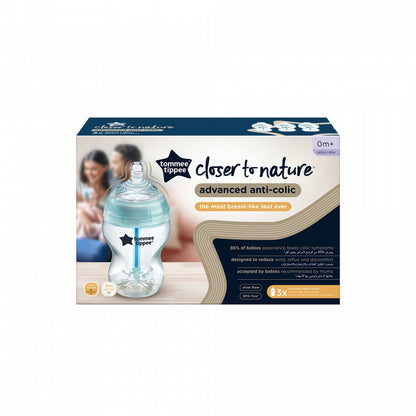 Tommee Tippee Closer to Nature Advanced Anti-Colic Bottle Green 260ml Pack of 3