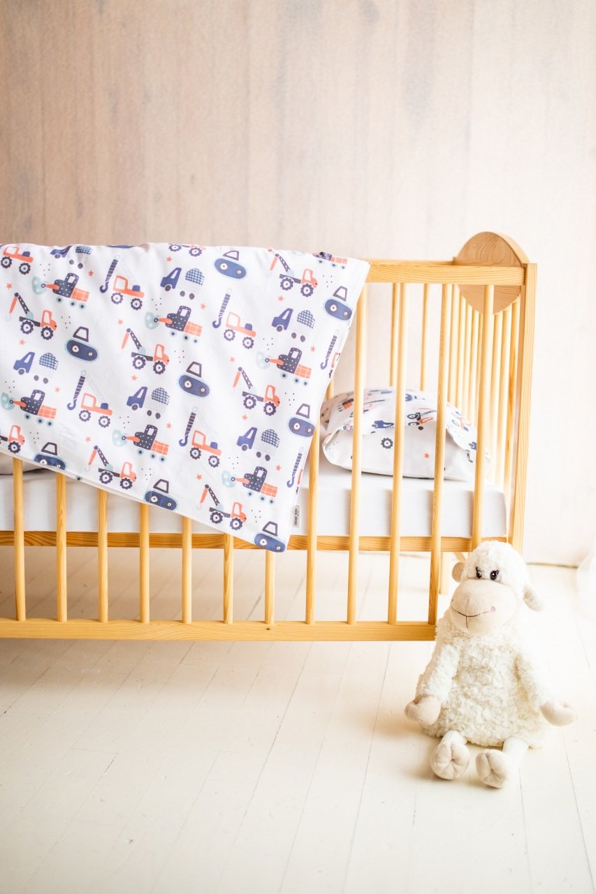Organic Baby Duvet Cover Set - Double Sided | Construction | 100X150cm Organic Baby Duvet Cover Set - Double Sided | Construction | 100X150cm