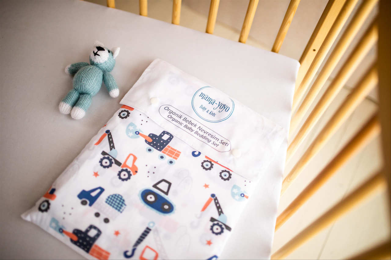 Organic Baby Duvet Cover Set - Double Sided | Construction | 100X150cm Organic Baby Duvet Cover Set - Double Sided | Construction | 100X150cm