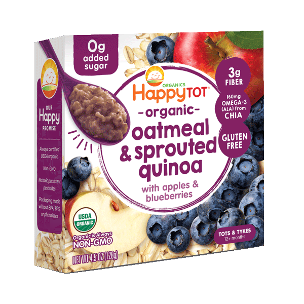 Happy Tot Organics Super Morning - Organic Oatmeal Sprouted Quinoa with Apples & Blueberries Bowl 128g - BambiniJO | Buy Online | Jordan