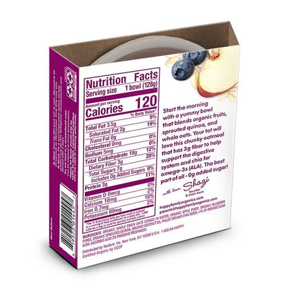 Happy Tot Organics Super Morning - Organic Oatmeal Sprouted Quinoa with Apples & Blueberries Bowl 128g - BambiniJO | Buy Online | Jordan