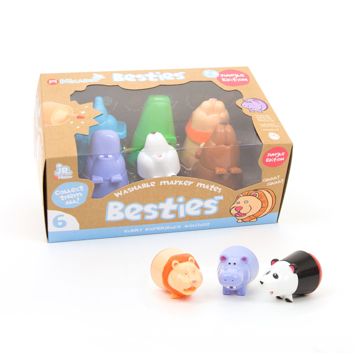 Micador - Jr. Besties Marker Mates - Jungle, Pack of 6 Micador - Jr. Besties Marker Mates - Jungle, Pack of 6