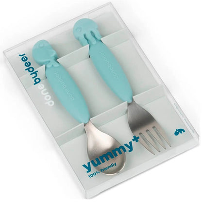 YummyPlus Spoon & Fork Set Sea Friends Blue - BambiniJO | Buy Online | Jordan