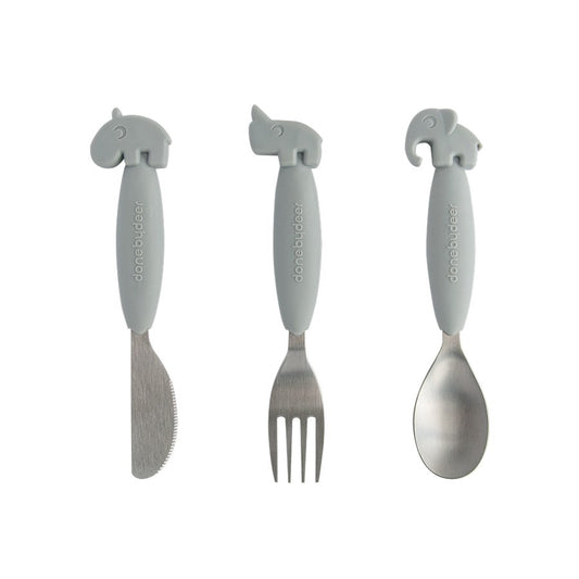 YummyPlus Easy Grip Cutlery Set Deer Fiends Grey - BambiniJO | Buy Online | Jordan