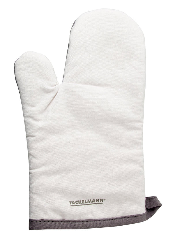 Fackelmann - Cotton Oven Glove, Washable, 270X180 mm (White/Grey)