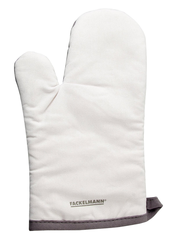 Fackelmann - Cotton Oven Glove, Washable, 270X180 mm (White/Grey) Fackelmann - Cotton Oven Glove, Washable, 270X180 mm (White/Grey)
